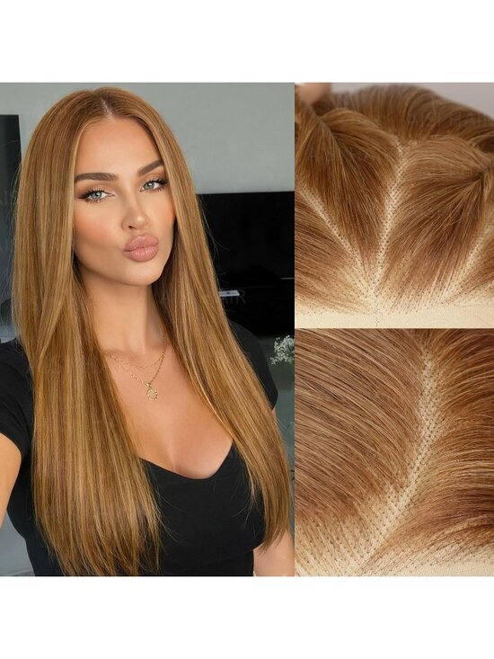 Women\'s Honey Blonde Glueless Synthetic Lace Front Pre-Plucked Hairline 28 Inch main image 4